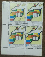 United Nations, Block Of 4 Stamps, Postmark, India, - Oblitérés