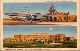 Missouri Kansas City Municipal Airport And Administration Building At Fairfax Airport 1947 Curteich - Kansas City – Missouri