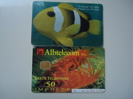 ALBANIA   USED   PHONECARDS  FISHES MARINE LIFE - Fische