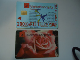 ALBANIA   USED   PHONECARDS  FLOWERS ROSES - Fleurs