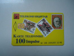 ALBANIA   USED     PHONECARDS  TELEPHONES AND STAMPS - Albanië