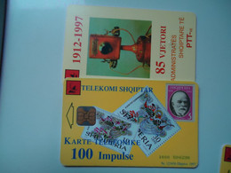 ALBANIA   USED     PHONECARDS  TELEPHONES AND STAMPS - Albanien