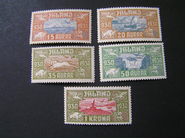ICELAND 1930 Airmail Yvert No A4/A8 MNH.. - Posta Aerea