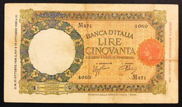 50 LIRE LUPA CAPITOLINA FASCIO ROMA 21 10 1938 BEL BIGLIETTO Bb LOTTO 1887 - 50 Liras