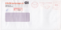 Denmark COLON Kartonnage Registered Einschreiben Label KØBENHAVN 16. 1979 Meter Cover Freistempel Brief - Maschinenstempel (EMA)