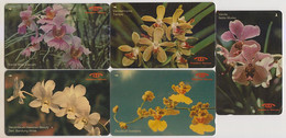 Singapore Old Phonecards Singtel  Orchids Used 5 Cards - Flores