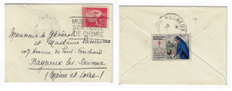 MULHOUSE Haut Rhin Carte Visite Mignonnette 50c Paix Yv 283 Ob 1935 Flamme Ecole Chime Yv 199 Verso Etiquett Tuberculose - Mechanical Postmarks (Other)