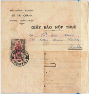 45329 - VIETNAM - POSTAL HISTORY - Postal STAMP USED ON RECEIPT ! 1966 - Vietnam