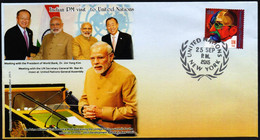 USA 2015 Prime Minister Narendra Modi (India) Visit To United Nations UN Special Cover  (**) - Brieven En Documenten