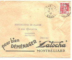 France Enveloppe Publicitaire Pour Déménager Ste Latscha  Montbéliard 25 Doubs (1947) - Sonstige & Ohne Zuordnung