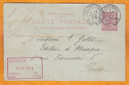 1906 - Entier CP Mouchon 10 Centimes Mouchon Levant De Salonique Vers  Paris - Daguin - Briefe U. Dokumente