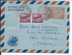 Aérogramme De Bangalore Avec Complément D' Affranchissement Pour Toulouse 1975 - Poste Aérienne
