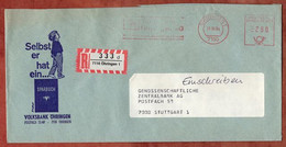 Einschreiben Reco, Absenderfreistempel, Volksbank Oehringen 1984 (6635) - Marcofilie - EMA (Printmachine)