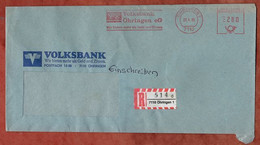 Einschreiben Reco, Absenderfreistempel, Volksbank Oehringen 1985 (6637) - Marcofilie - EMA (Printmachine)