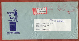 Einschreiben Reco, Absenderfreistempel, Volksbank Oehringen 1985 (6638) - Marcofilie - EMA (Printmachine)