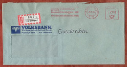 Einschreiben Reco, Absenderfreistempel, Volksbank Oehringen 1985 (6639) - Marcofilie - EMA (Printmachine)