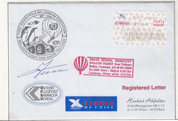 CHILE 2000 First Southpole Balloon Flight  Registered Cover Ca Punta Arenas 3.1. 2000 Signature Pilot (CH151A) - Voli Polari