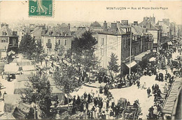 - Allier -ref-D240- Montluçon - Rue Et Place Denis Papin - Marché - Marchés - - Montlucon