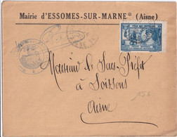 1930 - VIGNETTE MEDAILLES MILITAIRES - ENVELOPPE EN FRANCHISE De La MAIRIE De ESSOMES Sur MARNE (AISNE) => SOISSONS - Militärmarken