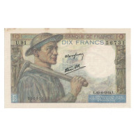 France, 10 Francs, Mineur, 1944, 1944-06-22, TTB+, Fayette:8.12, KM:99e - 10 F 1941-1949 ''Mineur''