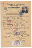 CERTIFICAT DE NATIONALITE - CATALINA BISBAL BARCELO - NEE A FORNALUTX BALEARES EN 1912 - HBT MENTON - CONSULAT NICE - Documentos Históricos