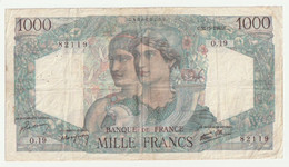 France - 1000 Francs - Minerve Et Hercule Du 31-5-1945 - N° 019  82119  ( Bon état ) - 1 000 F 1945-1950 ''Minerve Et Hercule''