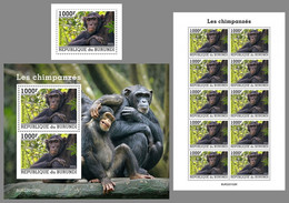 BURUNDI 2022 MNH Chimpanzees Schimpansen Chimpanzes SET - OFFICIAL ISSUE - DHQ2203 - Chimpancés