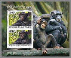 BURUNDI 2022 MNH Chimpanzees Schimpansen Chimpanzes S/S - IMPERFORATED - DHQ2203 - Chimpanzees