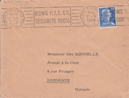 OBLITERATION MECANIQUE BONS PTT DE CORBEIL ESSONNES 1958 - 1921-1960: Periodo Moderno