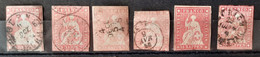 Suisse 1854/62 N°28 6 Timbres Ob Touchés,B,TB - Gebraucht