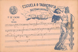 CPA METIER TACHYGRAPHIE ESCUELA DE TAQUIGRAFIA SISTEMA GARRIGA 1e DE ENERO DE 1903 (voir Verso) - Andere & Zonder Classificatie