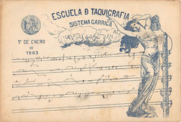 CPA METIER TACHYGRAPHIE ESCUELA DE TAQUIGRAFIA SISTEMA GARRIGA 1e DE ENERO DE 1903 (voir Verso) - Otros & Sin Clasificación