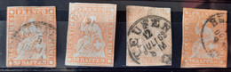 Suisse 1854/62 N°29  4 Timbres Ob Touchés,B,TB - Gebraucht