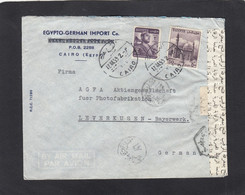 EGYPTO-GERMAN IMPORT CO. CAIRO. BRIEF AN AGFA A.G. IN LEVERKUSEN,VON DER ZENSUR GEÖFFNET.1955. - Cartas