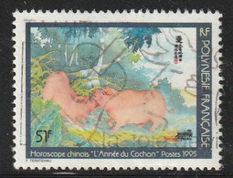 POLYNESIE - N°480D Obl (1995) Année Du Cochon "sans La Mention Cartor" - Used Stamps