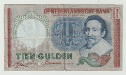 Banknote 10 Gulden 1953 Nederland-the Netherlands Hugo De Groot - 10 Florín Holandés (gulden)