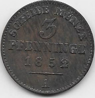 Allemagne - Prusse - 3 Pfenning 1852A - Otros & Sin Clasificación