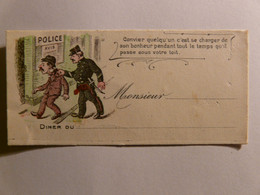 CARTE / CARTON D'INVITATION VIERGE - UN POLICIER EMMENE QUELQU'UN AU POSTE - 9.5cm X 4.5cm - Cartes De Visite