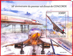 A4310 - NIGER - ERROR, MISPERF STAMP SHEET, 2019: Concord, Airplanes, BA - Concorde