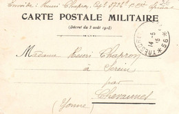 Correspondance Des Armées De La Republique Carte En Franchise Expédiée Par Un Légionnaire A CHEVANNES-YONNE - Chevannes