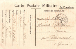 Correspondance Des Armées De La Republique Carte En Franchise Expédiée Par Un Légionnaire A CHEVANNES-YONNE - Chevannes