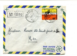 GABON Ndjole 1972  - Affranchissement Seul Sur Lettre Par Avion - Télécom - Gabon