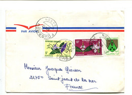 GABON Fougamou 1972  - Affranchissement Sur Lettre Par Avion - Fleurs / Blason - Gabon (1960-...)