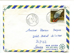 GABON Libreville 1972  - Affranchissement Seul Sur Lettre Par Avion - Oiseau / Perroquet - Gabon
