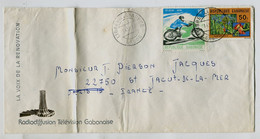 GABON 1977  - Affranchissement Sur Lettre Par Avion - Moto / Fruits Banane - Gabon