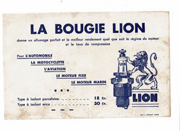 Buvard BOUGIE LION Automobile Motocyclette Aviation Moteur Marin - Auto's
