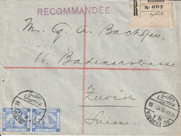 Egypte Lettre Recommandée Alexandrie Pour La Suisse 1913 - 1866-1914 Khedivato De Egipto