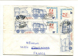 GABON Ndende 1976  - Affranchissement Multiple Sur Lettre - Train / Locomotive - Gabon