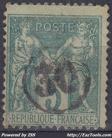 FRANCE CLASSIQUE : SAGE N° 75 RARE OBLITERATION JOUR DE L'AN 30 ENCERCLE - 1876-1898 Sage (Tipo II)