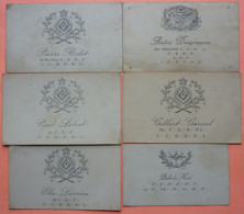 Lot De 6 CARTES DE VISITE ANCIENNES - FRANC MACON - FRANC MACONNERIE -2 SCANS - Visiting Cards